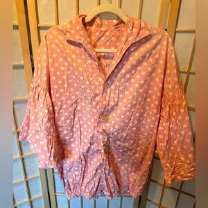 Vintage 70s Polka Dot Pink Button-Front Romper